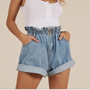 ShowPo Jean paper bag shorts